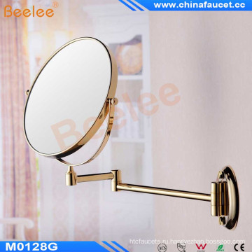 Установленное стеной декоративное выдвижное зеркало для макияжа ванной комнаты в цвете золота